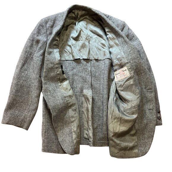 Vintage Harris Tweed Sport Coat Sz 44R Gray 2-Button Part Lined Scottish Wool - Picture 4 of 6